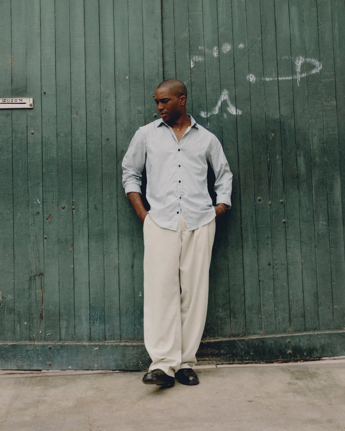 Camisa pechera multiposición - blanco/verde