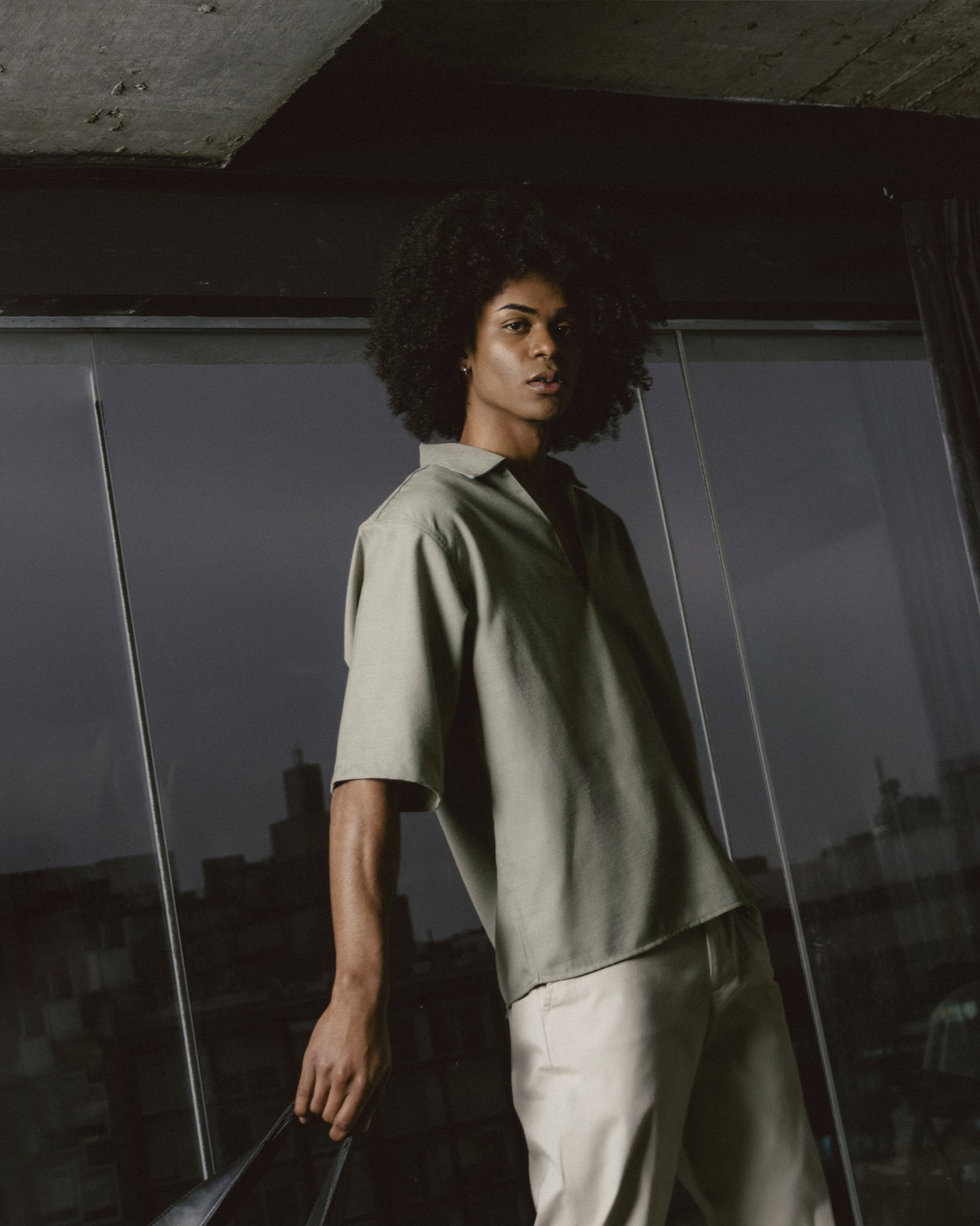 Camisa boxy de lino - pistacho