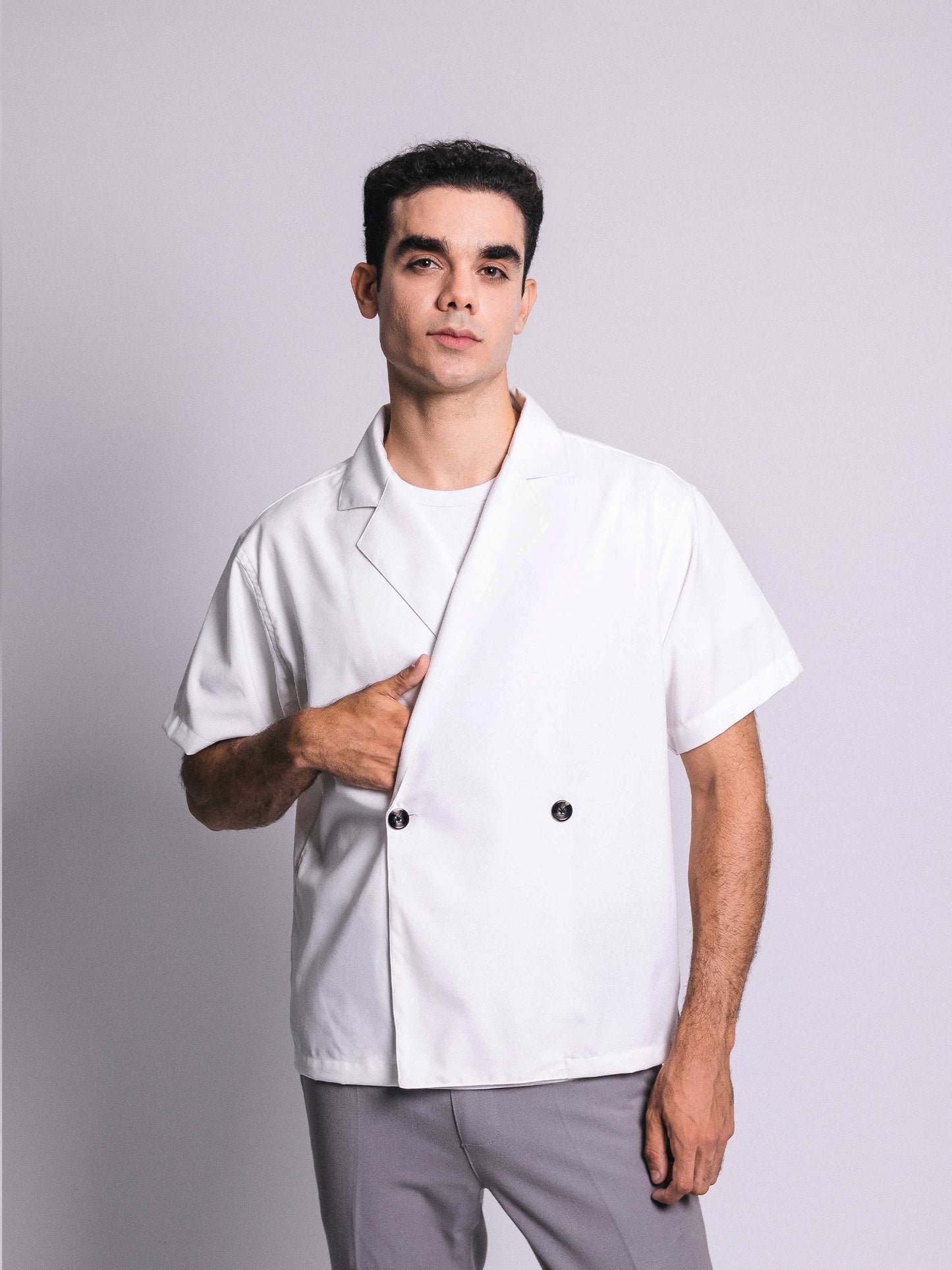 Chaqueta ligera de solapa cruzada - perla