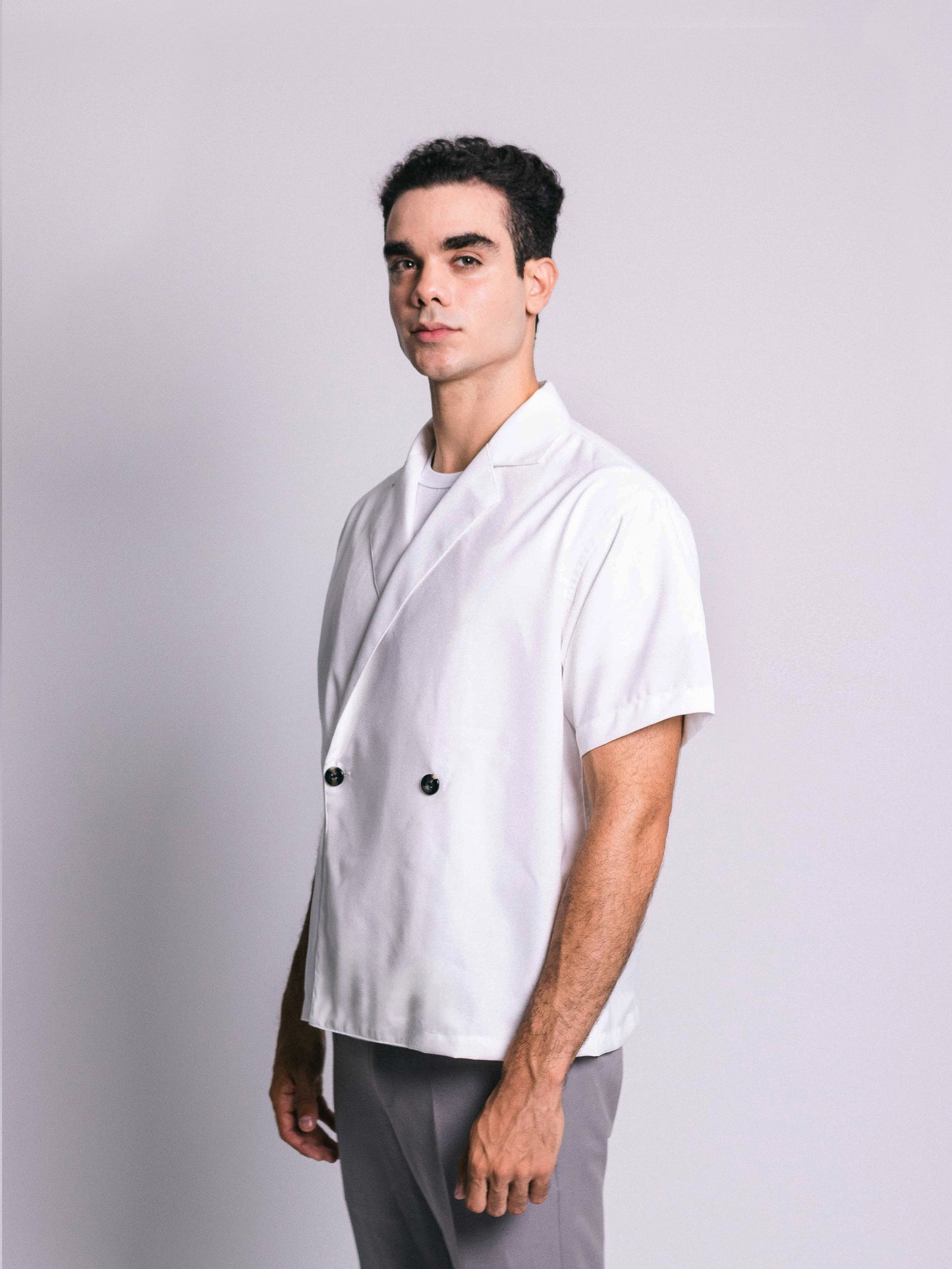 Chaqueta ligera de solapa cruzada - perla