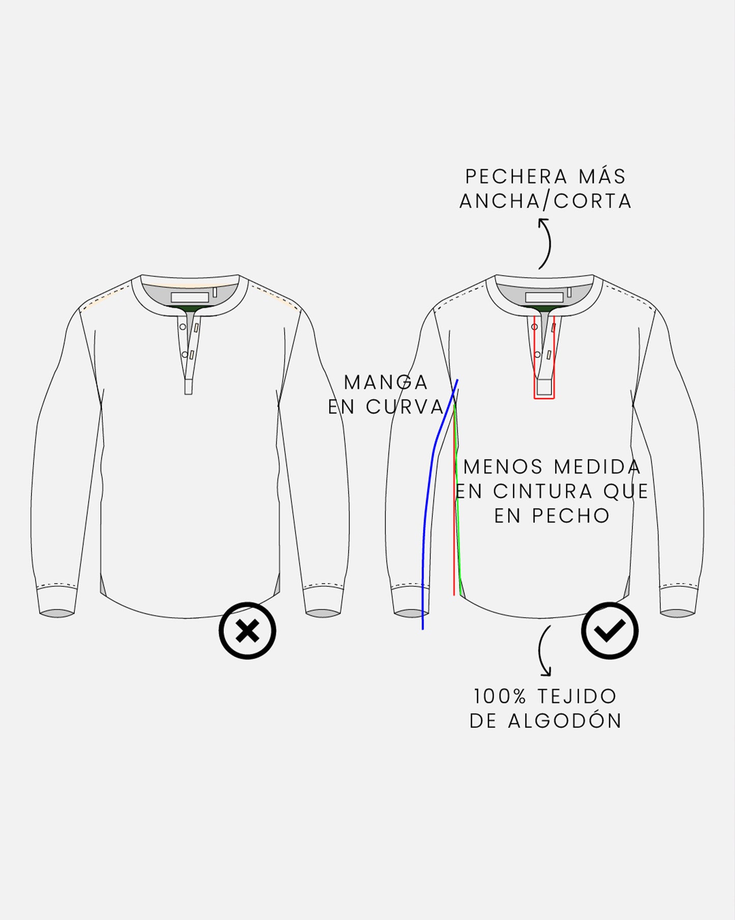 Camiseta henley - celeste