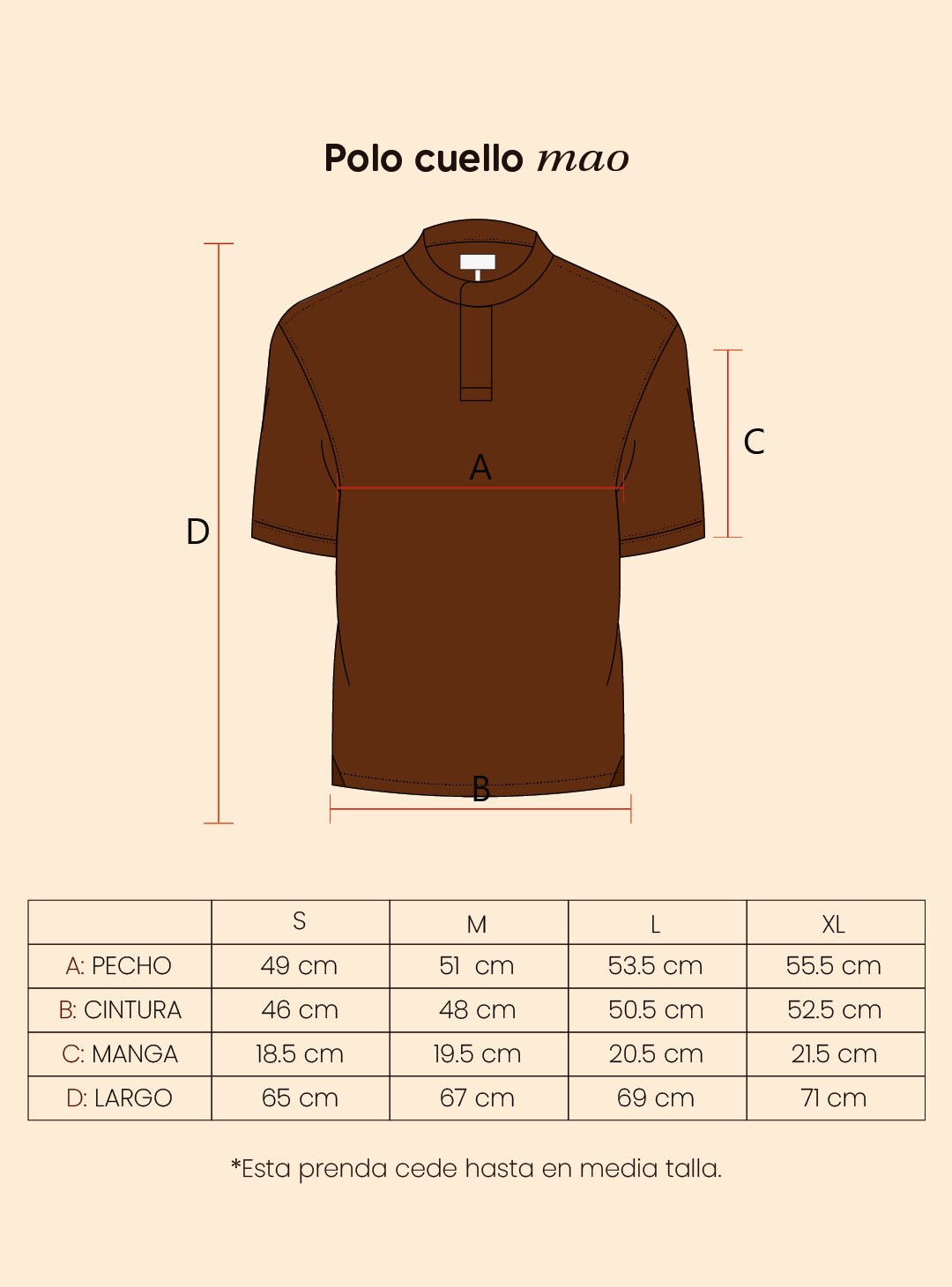 Polo cuello mao - marrón terracota