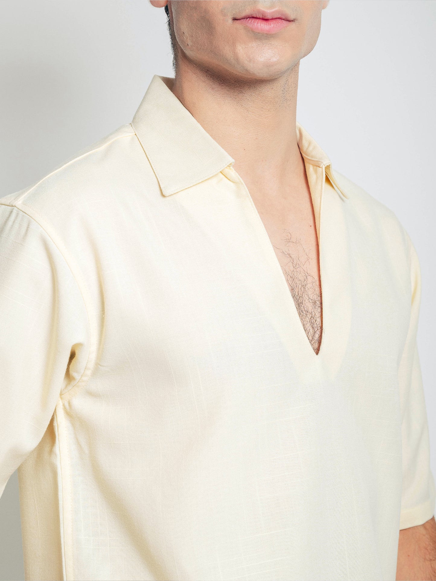 Camisa boxy de lino - amarillo pastel