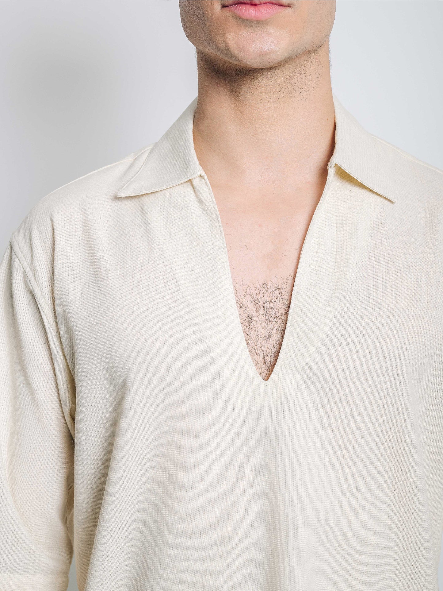 Camisa boxy de lino - crudo