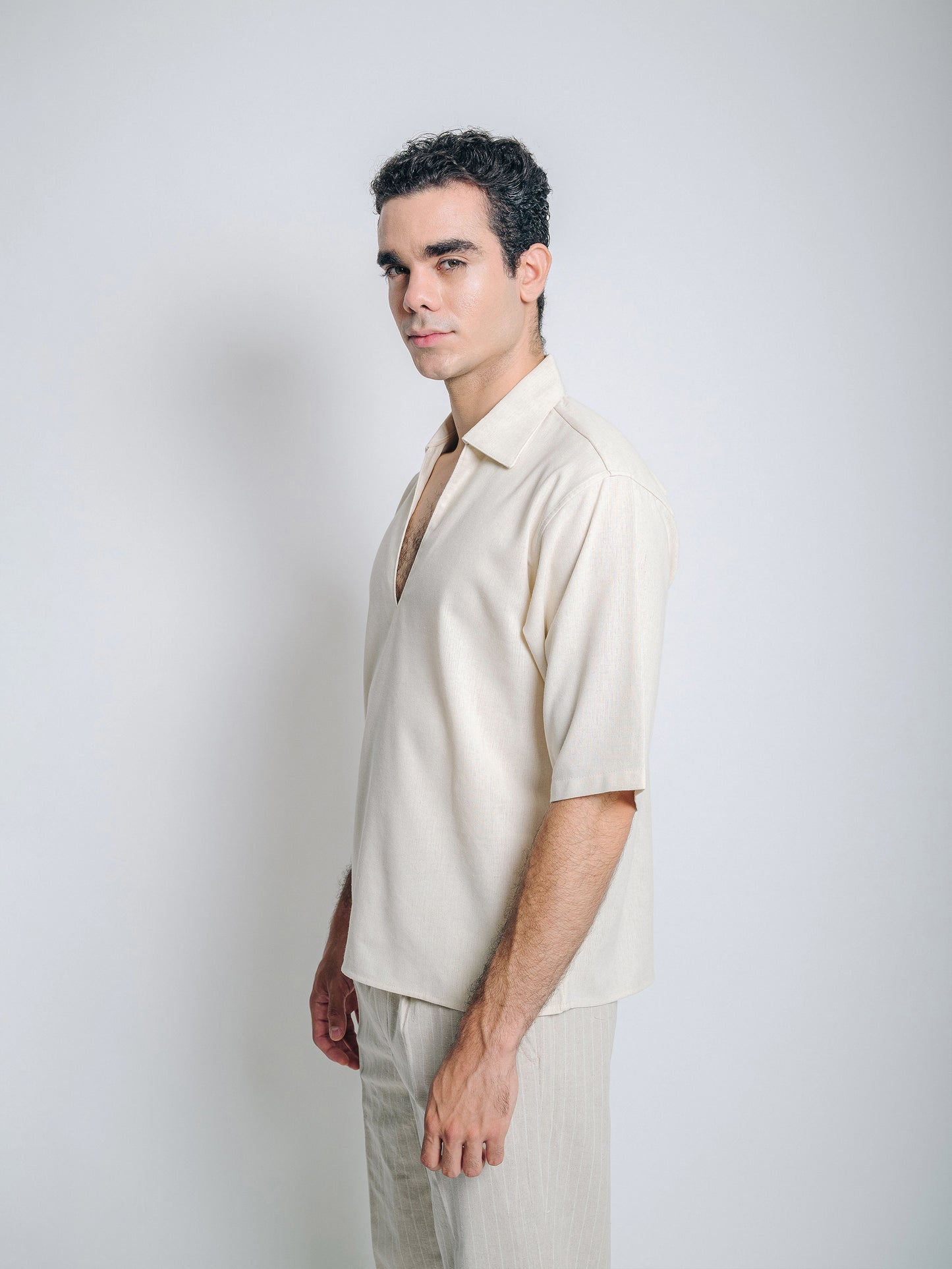 Camisa boxy de lino - crudo