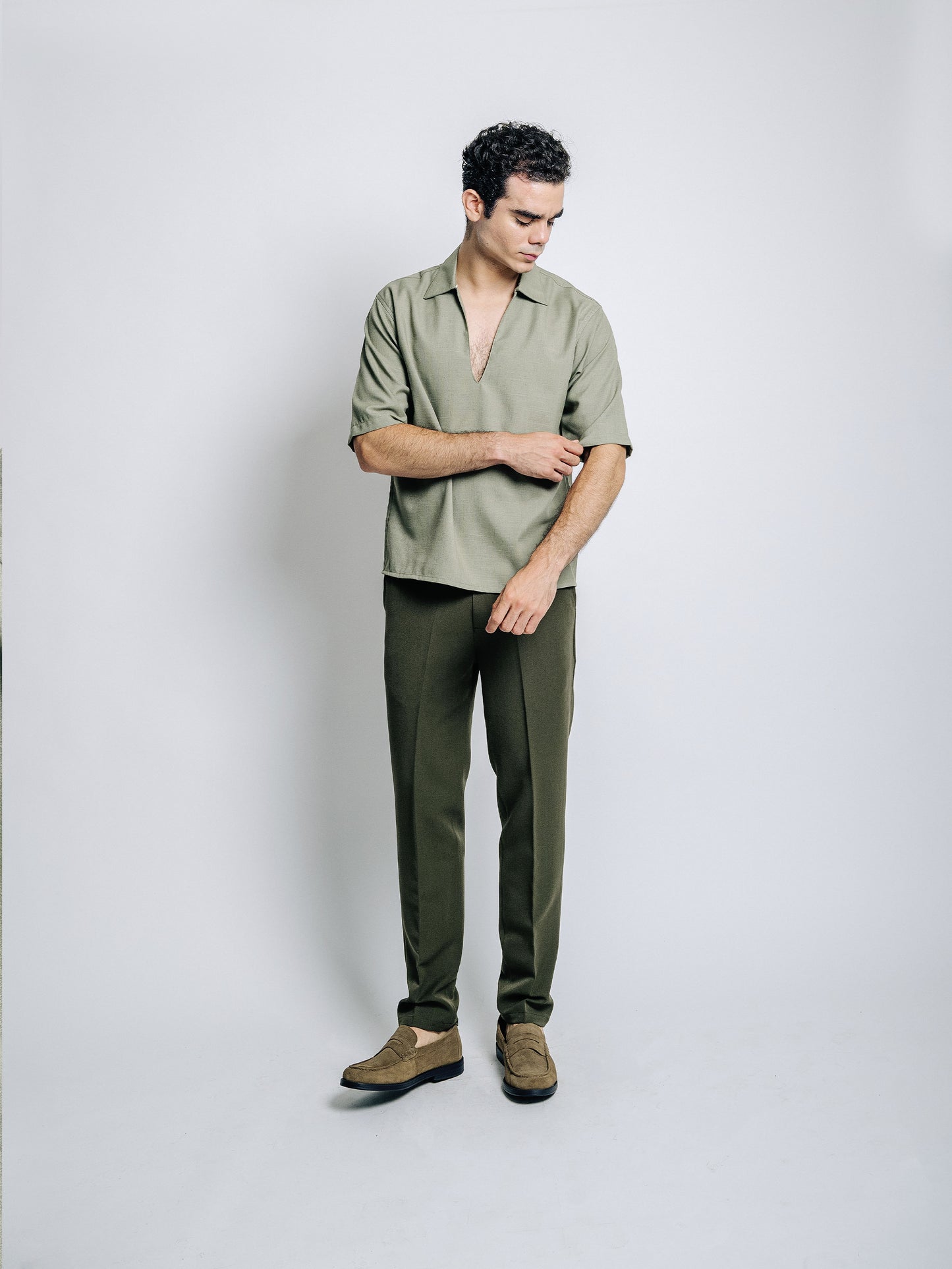 Camisa boxy de lino - pistacho