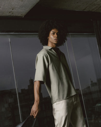 Camisa boxy de lino - pistacho