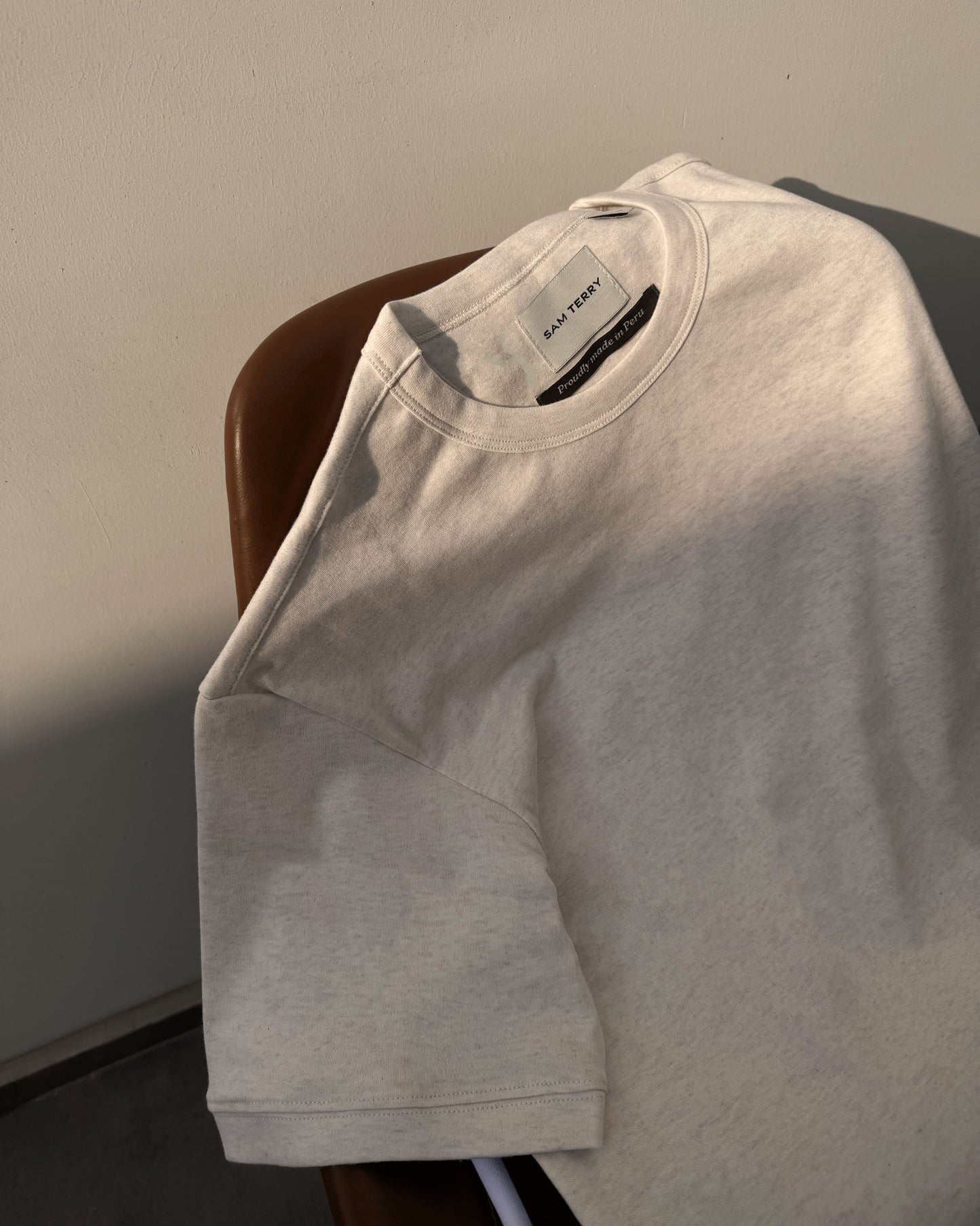 Camiseta básica de pima - cream melange