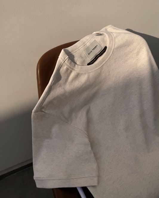 Camiseta básica de pima - cream melange