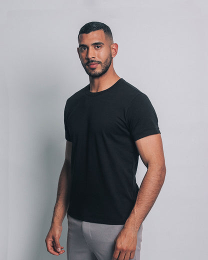 Camiseta básica de pima - negro cenizo