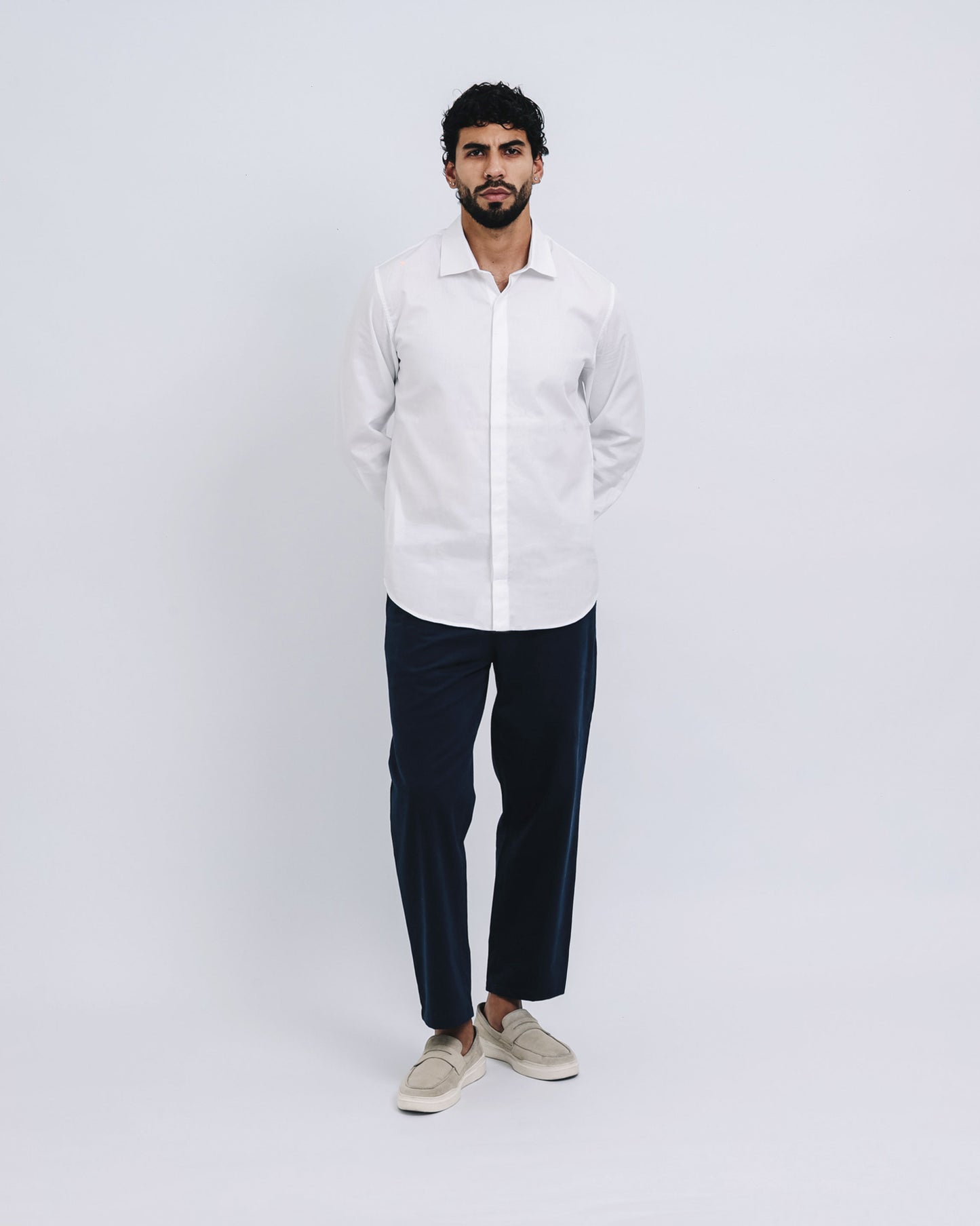 Camisa pechera francesa - blanco/lineas