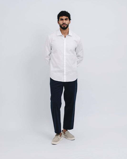 Camisa pechera francesa - blanco/lineas