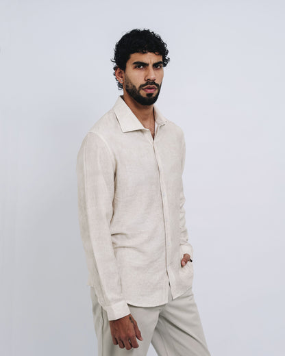 Camisa mezcla de lino - mármol crema