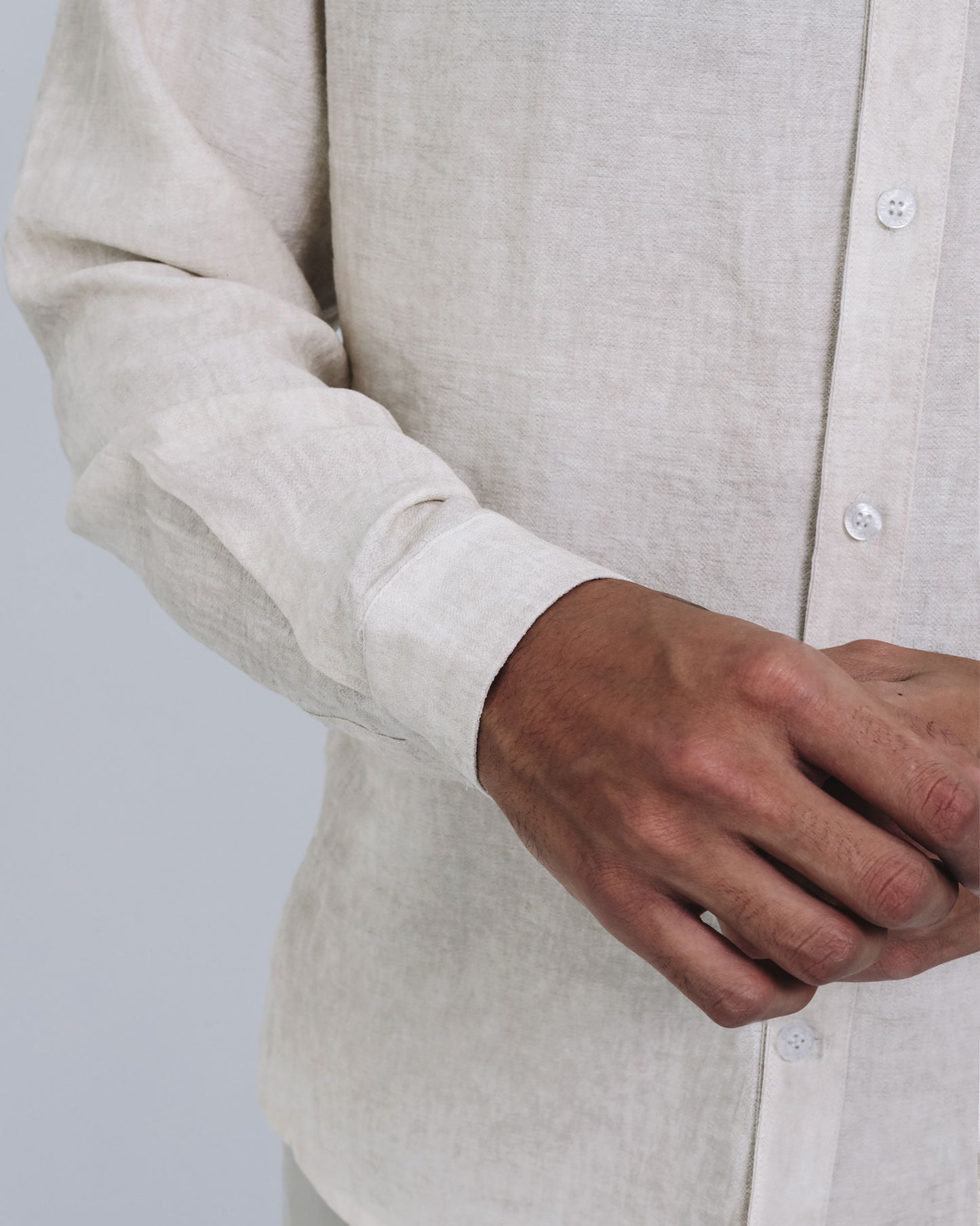 Camisa mezcla de lino - mármol crema