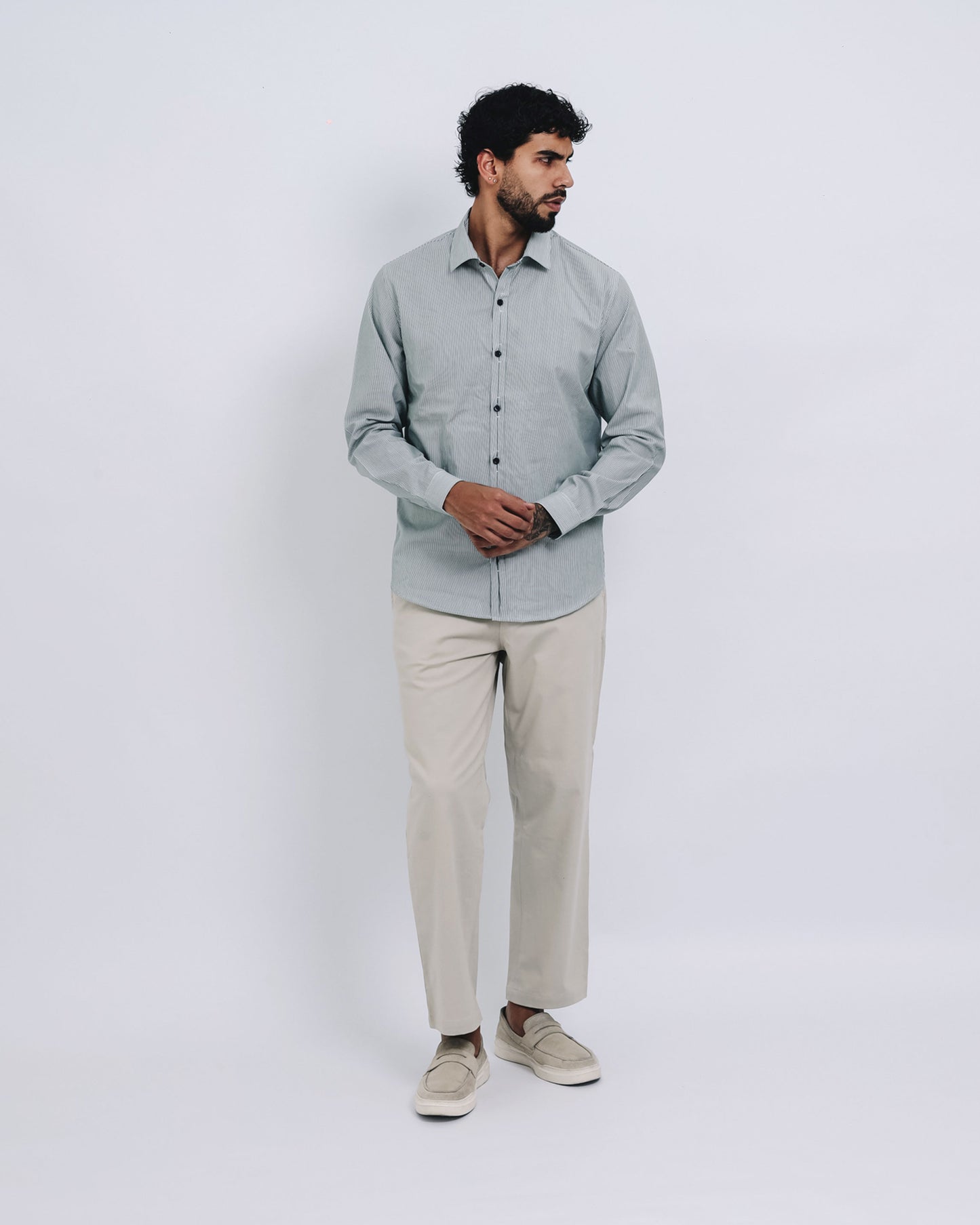 Camisa pechera multiposición - blanco/verde