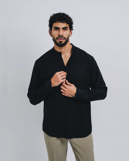 Camisa mao de lino - negro