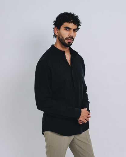 Camisa mao de lino - negro
