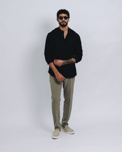 Camisa mao de lino - negro