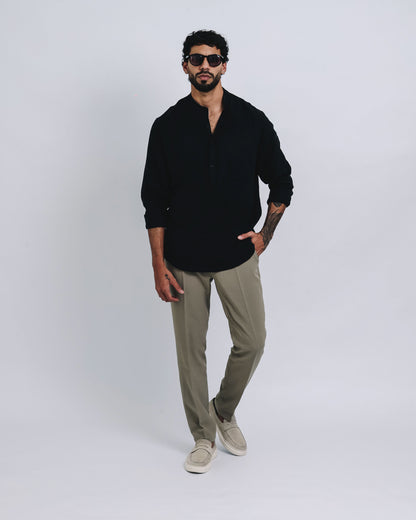 Camisa mao de lino - negro