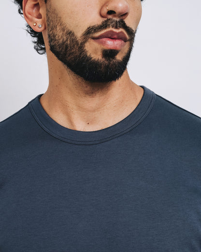 Camiseta básica de pima - azul acero