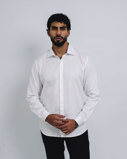 Camisa pechera francesa - blanco/lineas