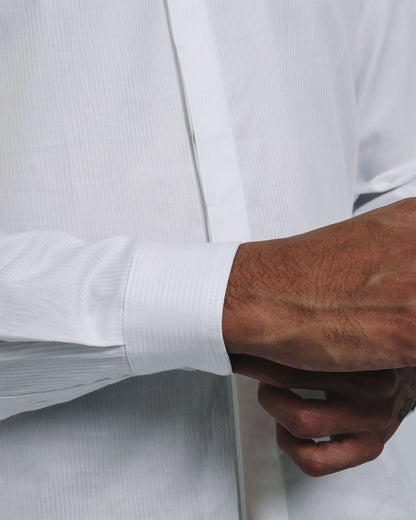 Camisa pechera francesa - blanco/lineas