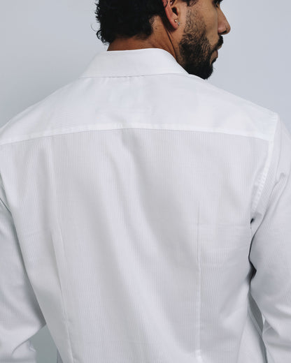 Camisa pechera francesa - blanco/lineas