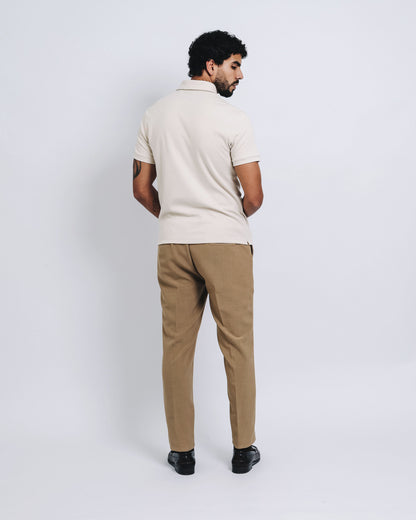 Polo cuello box de pima - crema