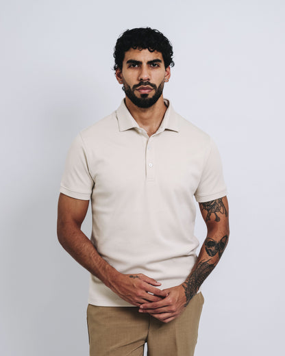 Polo cuello box de pima - crema