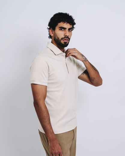 Polo cuello box de pima - crema