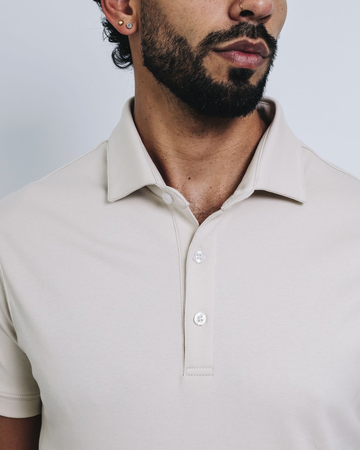 Polo cuello box de pima - crema