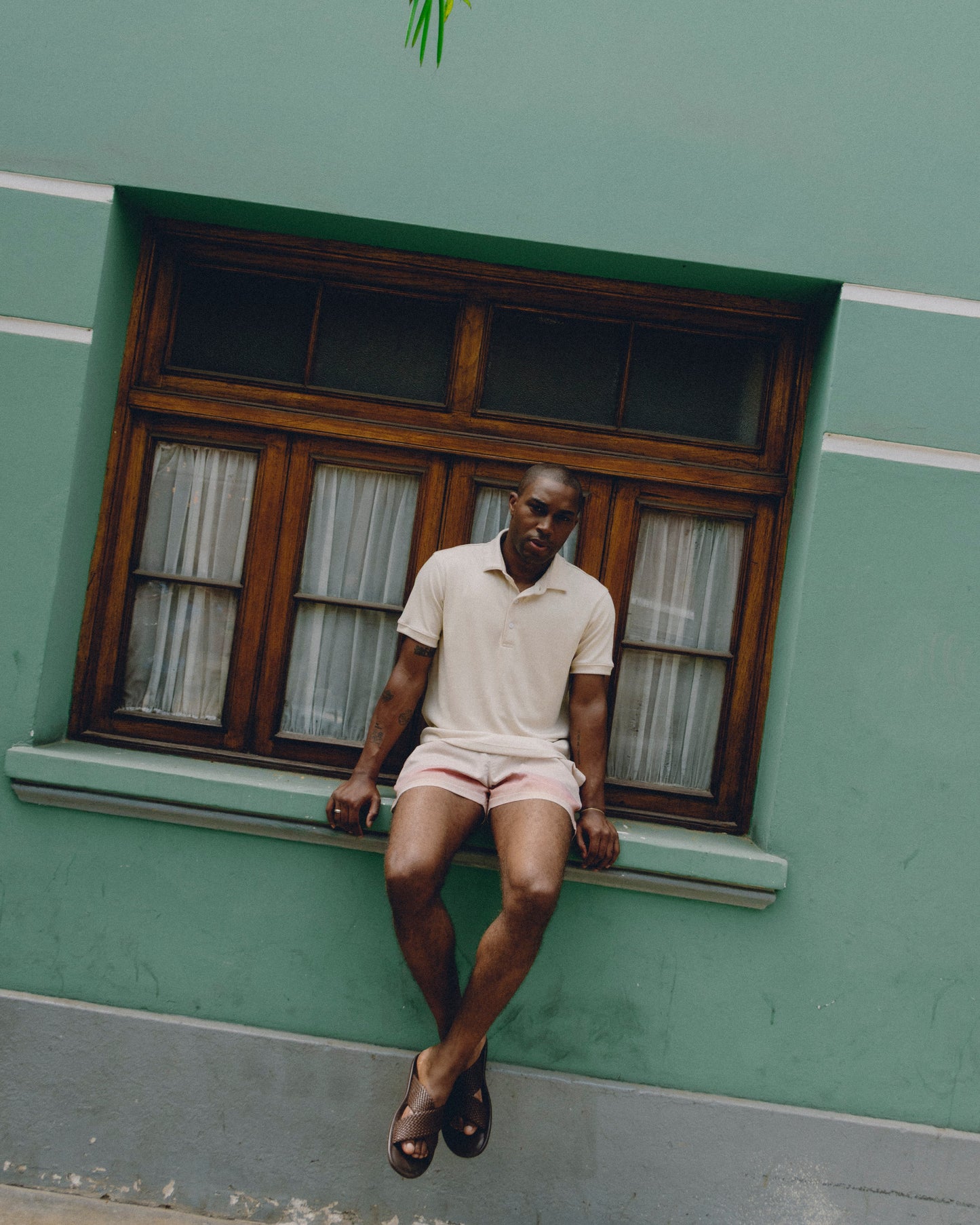 Polo cuello box de pima - crema