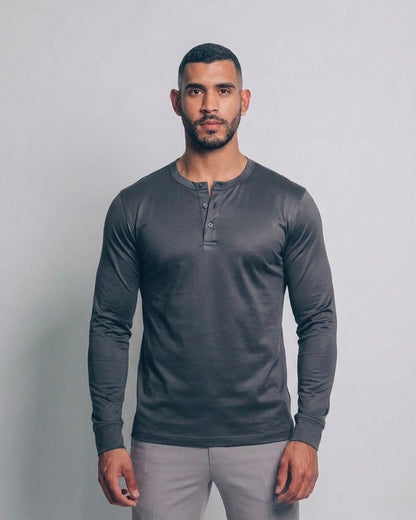 Camiseta henley de pima - gris grafito