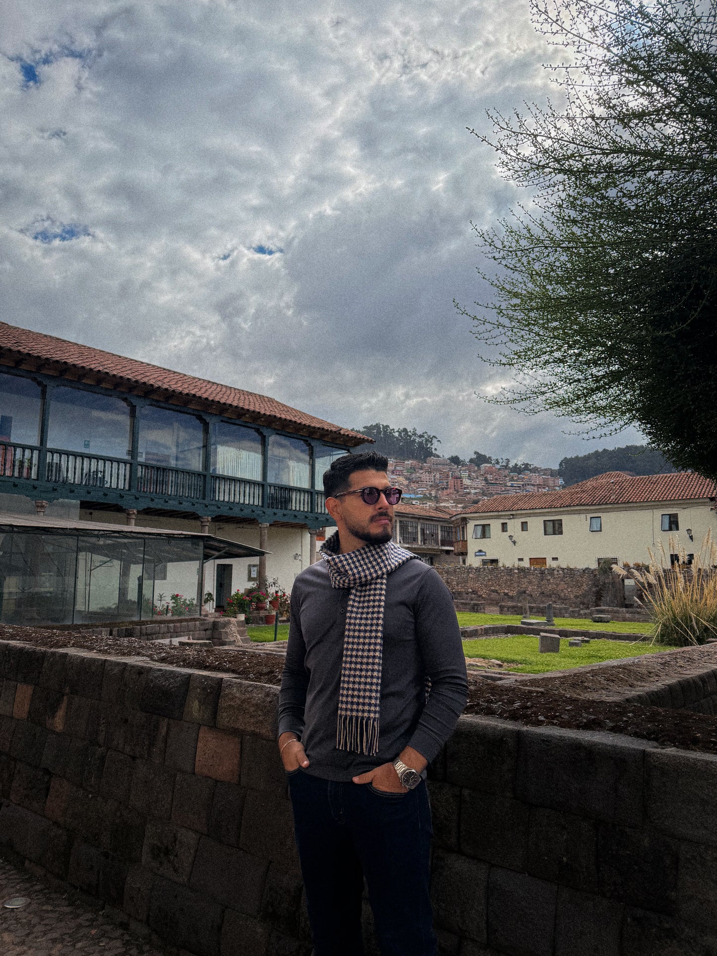 Camiseta henley de pima - gris grafito