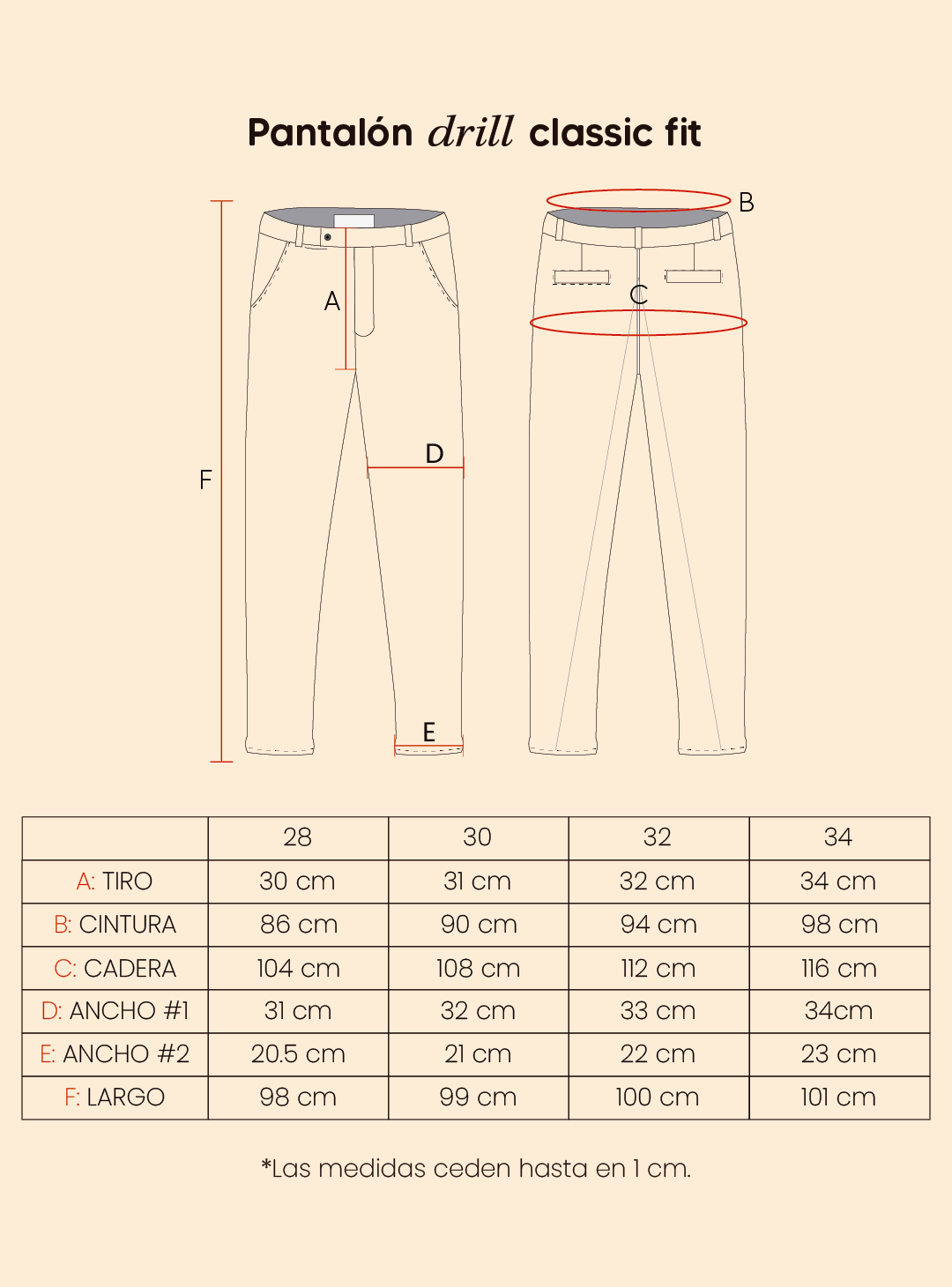 Pantalón drill classic fit - azul