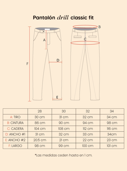 Pantalón drill classic fit - azul