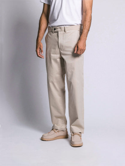 Pantalón drill classic fit - hueso