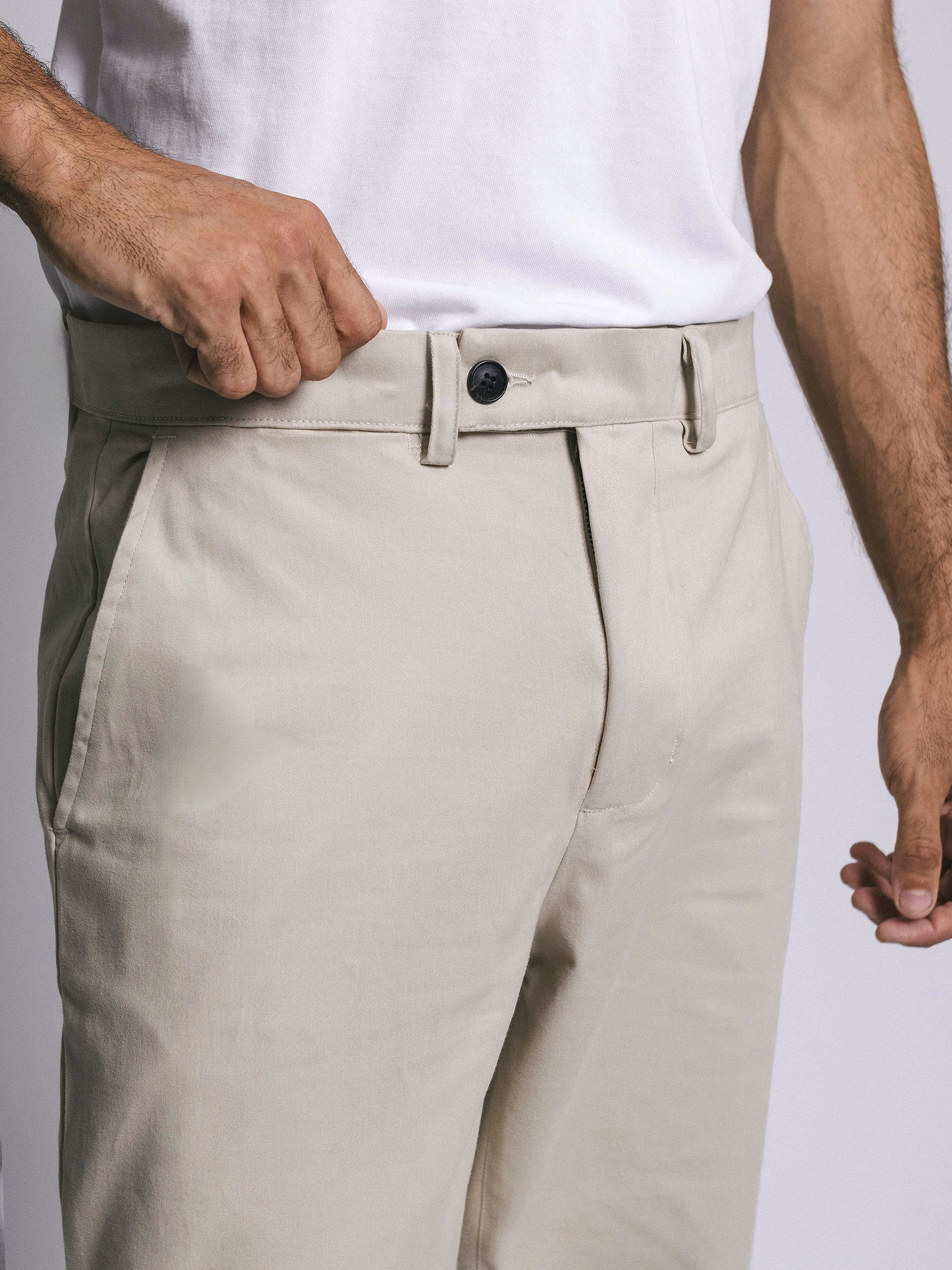 Pantalón drill classic fit - hueso