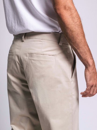 Pantalón drill classic fit - hueso