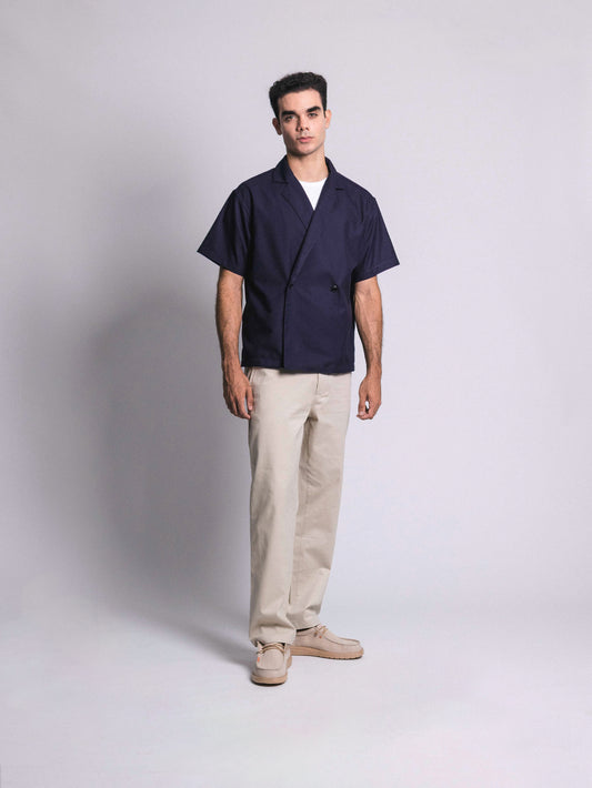 Chaqueta ligera de solapa cruzada - azul