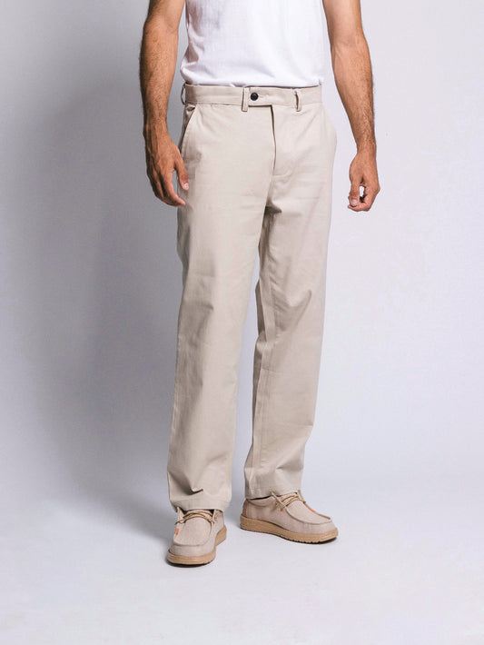 Pantalón drill classic fit - hueso