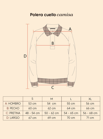 Polera cuello camisa - celeste