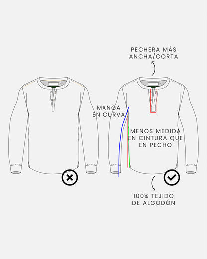 Camiseta henley - celeste