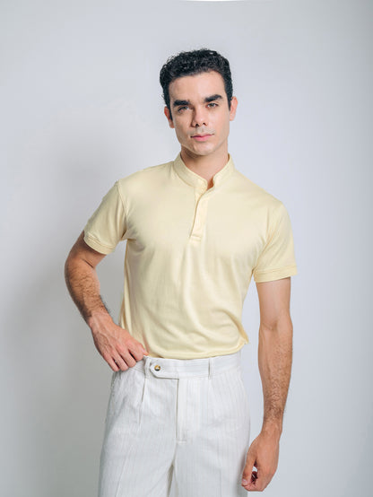 Polo cuello mao - amarillo pastel