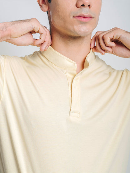 Polo cuello mao - amarillo pastel