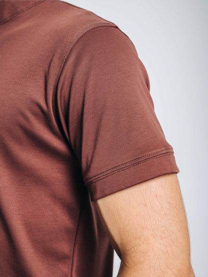 Polo cuello mao - marrón terracota