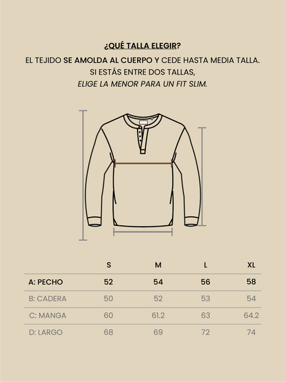 Camiseta henley de pima - azul acero