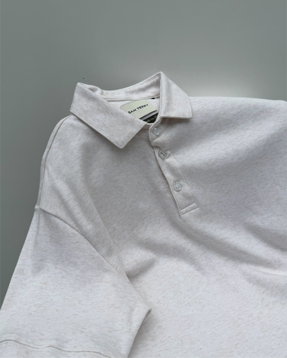 Polo de pima - white melange