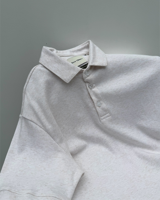 Polo de pima - white melange