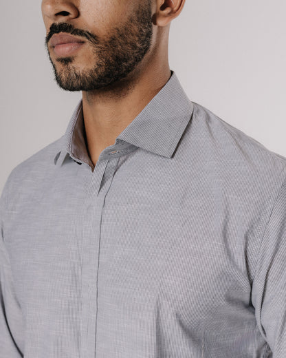 Camisa pechera multiposición - gris/lineas